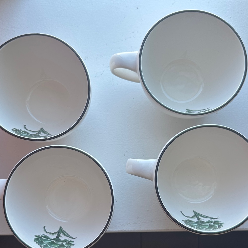 Pfaltzgraff White Mugs with Green Artichoke Flower Design - Picture 6 of 10